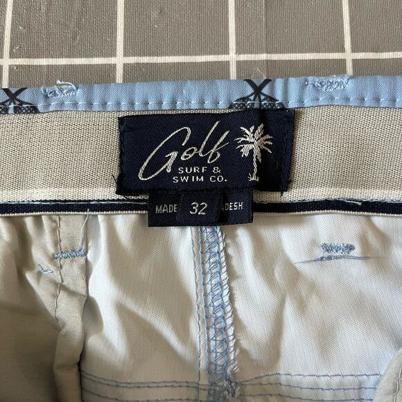 Golf Surf & Swim Co. Light Blue Riviera Tennis Print Chino Golf Shorts 32 NWT - Picture 3 of 15